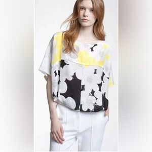 Diane Von Furstenberg Landy Floral Dolam 100% Silk Top Size L Large Kimono